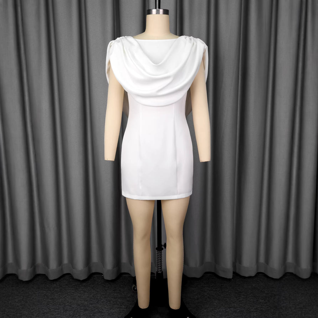 Women's wrap dress with voluminous collar and shimmering finish StylebySassy