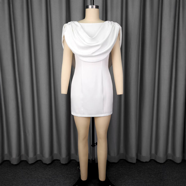 Women's wrap dress with voluminous collar and shimmering finish StylebySassy