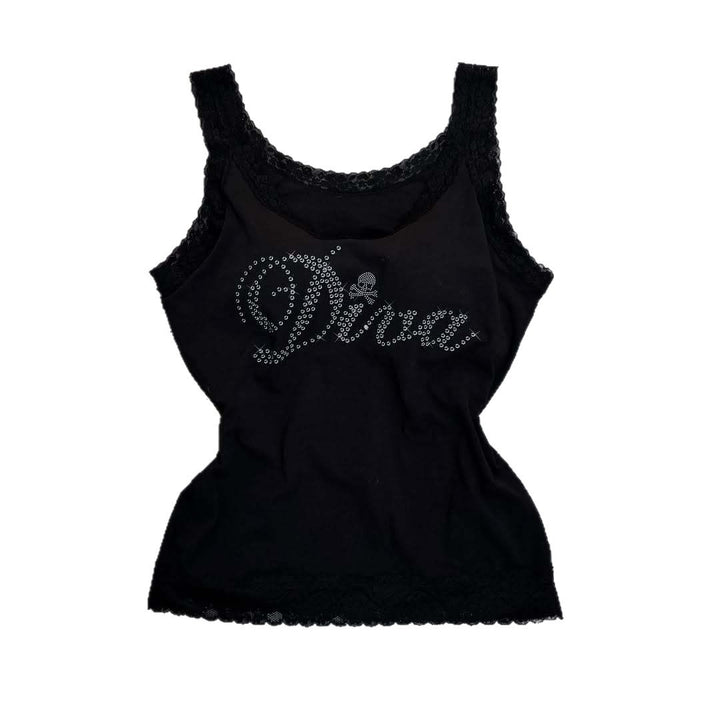 Women Designer Top with Lace Accents and Glittering Print StylebySassy