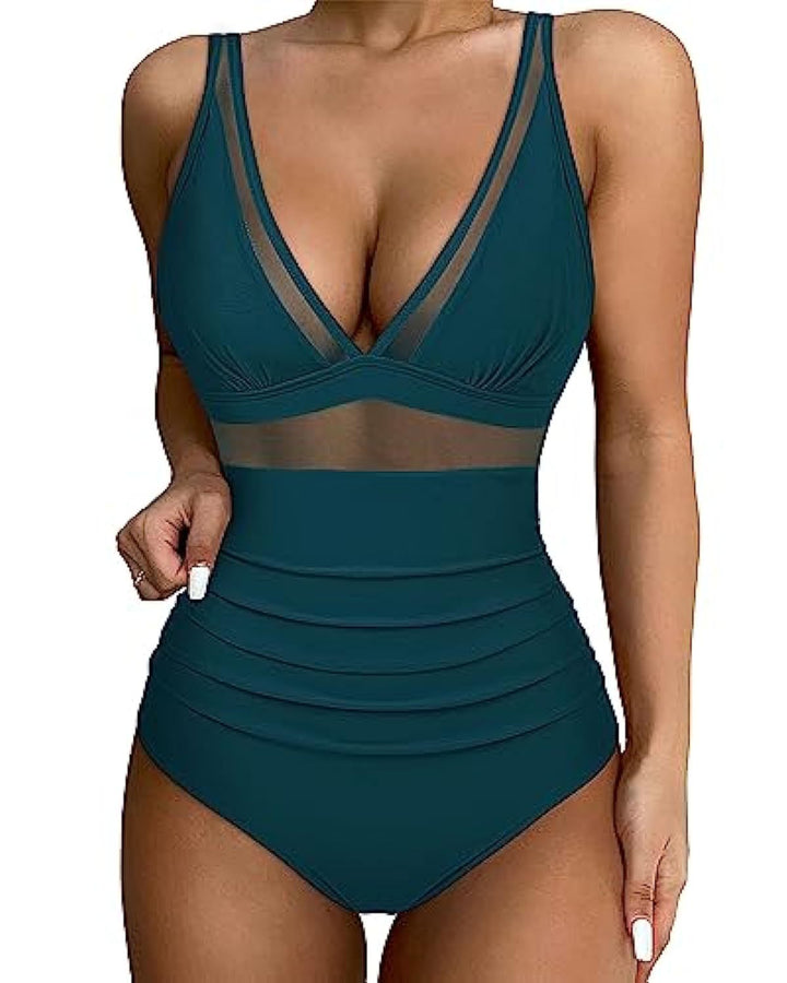 Women High-Cut Swimsuit with Transparent Inserts StylebySassy