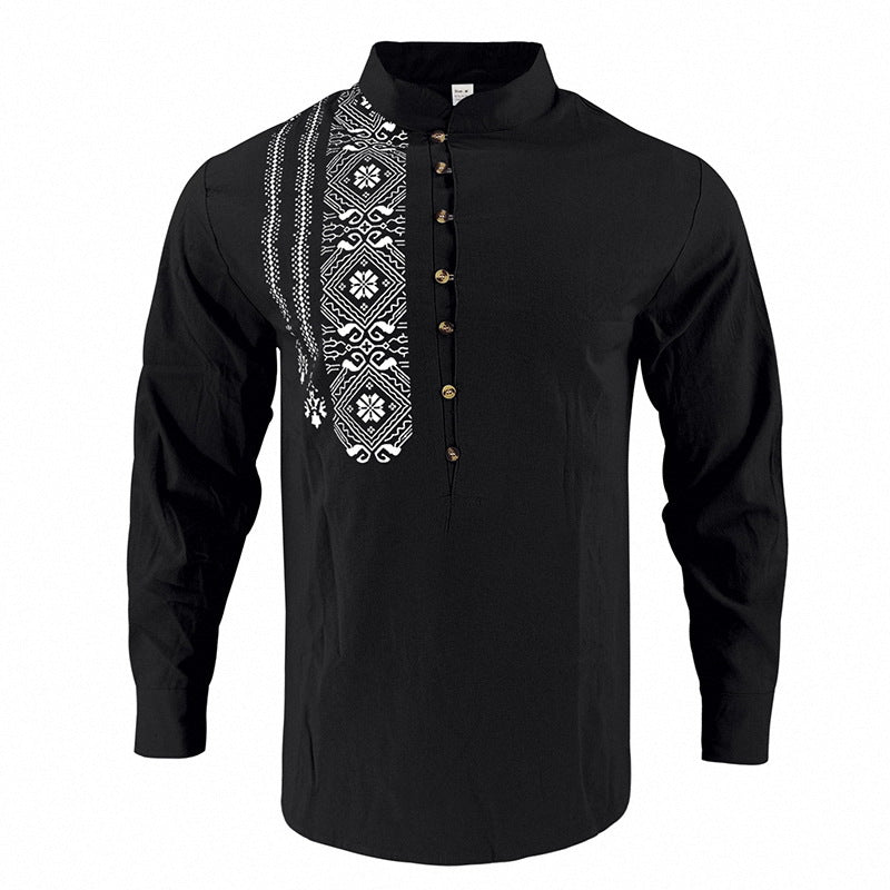 Men's embroidered cotton kurta shirt with stand collar StylebySassy