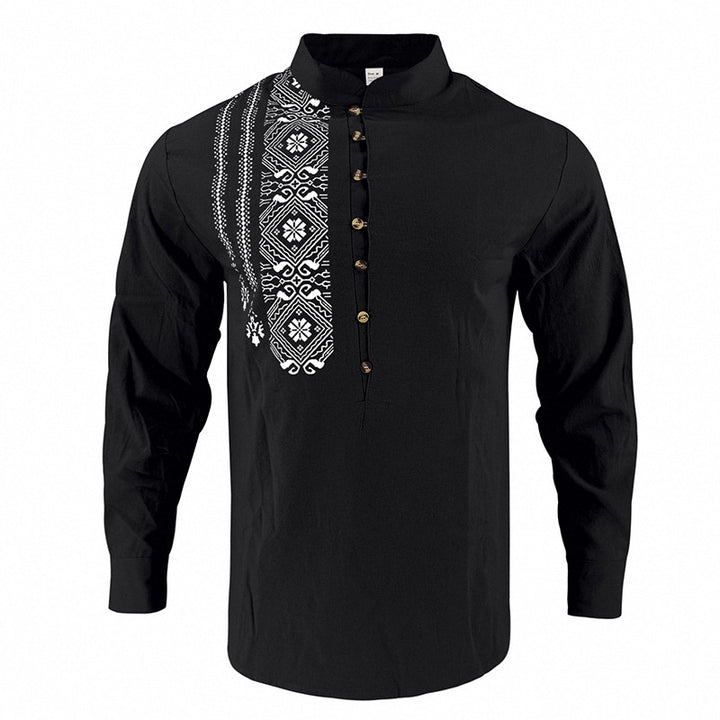 Men's embroidered cotton kurta shirt with stand collar StylebySassy