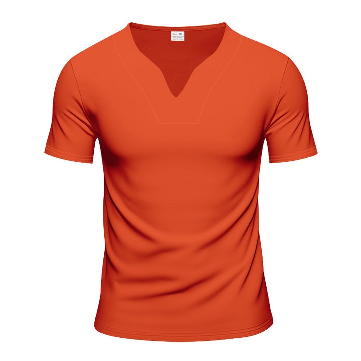 Men's V-neck sports shirt with ergonomic design seams and elastic jersey StylebySassy