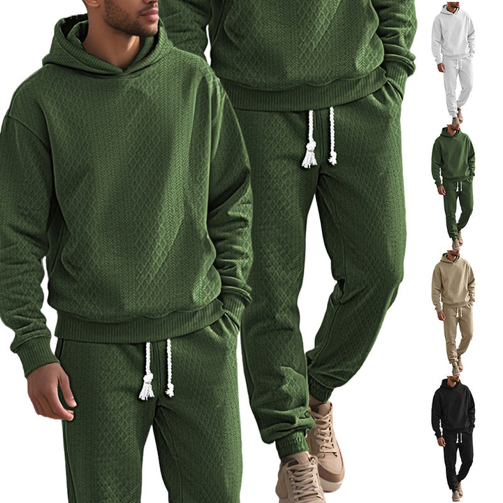 Men's structured velour tracksuit with hoodie and drawstring pants StylebySassy