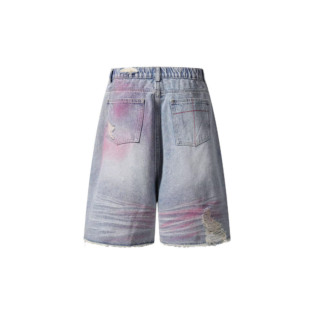 Women's Trendy Denim Shorts with Unique Graffiti and Destroyed Details StylebySassy
