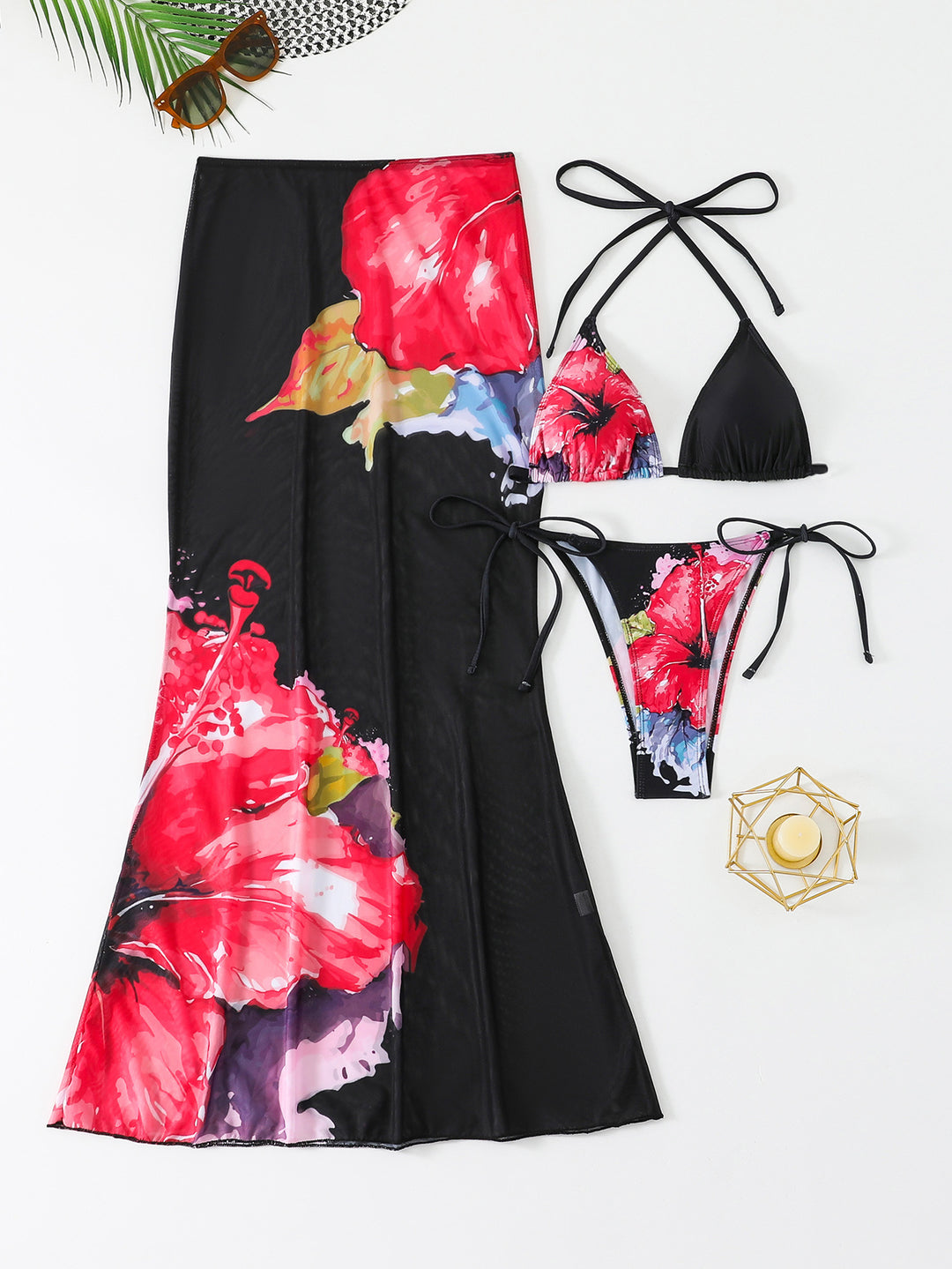 Women's Beach Dress with Blooming Bikini Set StylebySassy
