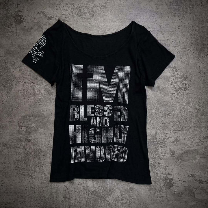Women's Trendy T-Shirt with Sparkling Rhinestone Details StylebySassy