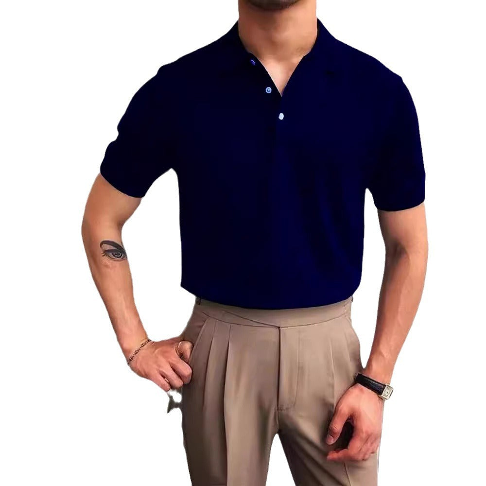 Men's nano Premium fine knit polo shirt with open shirt collar and subtle button placket StylebySassy
