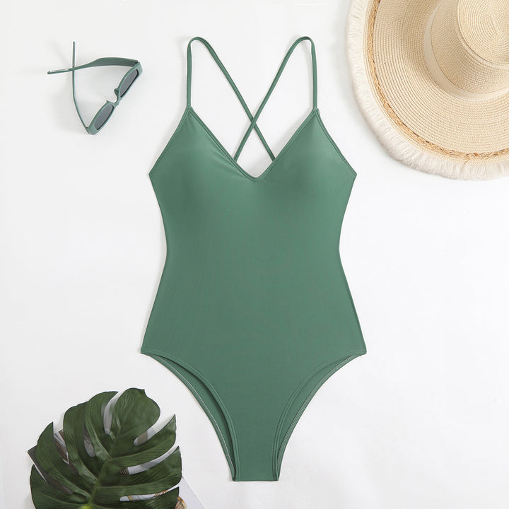 Women One-Piece Swimsuit with X-Shaped Straps StylebySassy