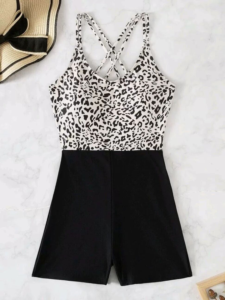 Ladies sporty swimsuit with stylish leopard pattern StylebySassy