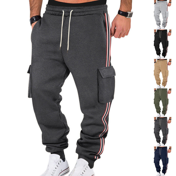 Men's casual cargo jogging pants with drawstring and flap pockets StylebySassy