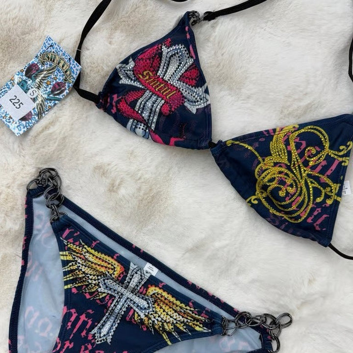Women's triangle bikini with striking graphic trim StylebySassy