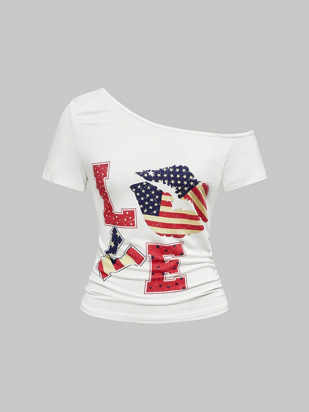 Women's Fashion Shirt with Generous Neckline and Unique Graphic Design StylebySassy