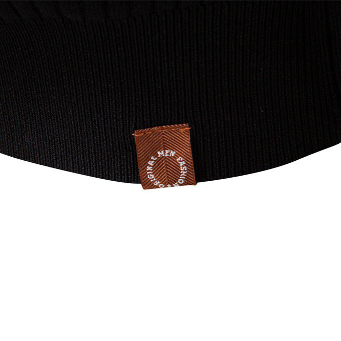 Men's ribbed long-sleeve henley pullover with stand-up collar, fine rib knit and slim fit StylebySassy
