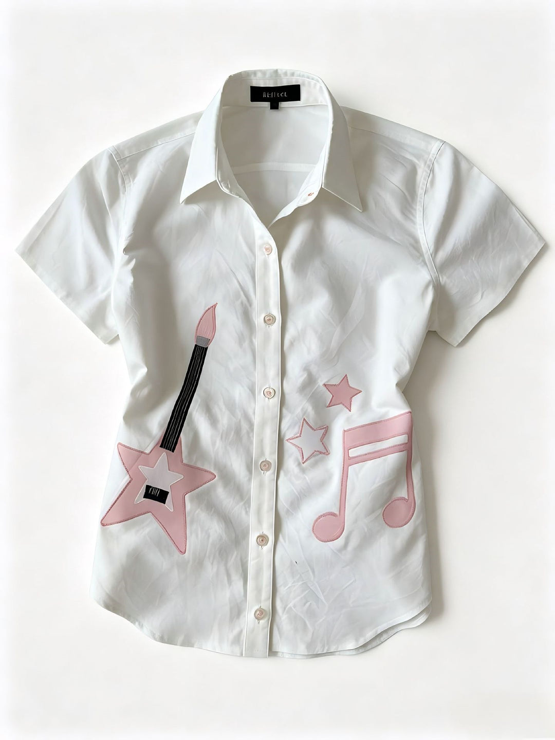 Ladies short sleeve shirt with musical motifs StylebySassy