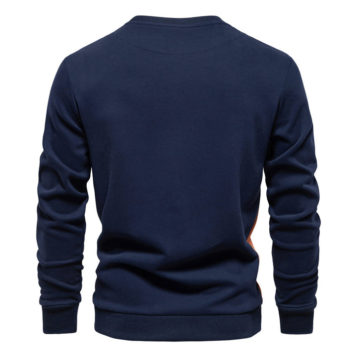 Men's round neck sweatshirt made of cotton blend with contrasting side piping and slim silhouette StylebySassy
