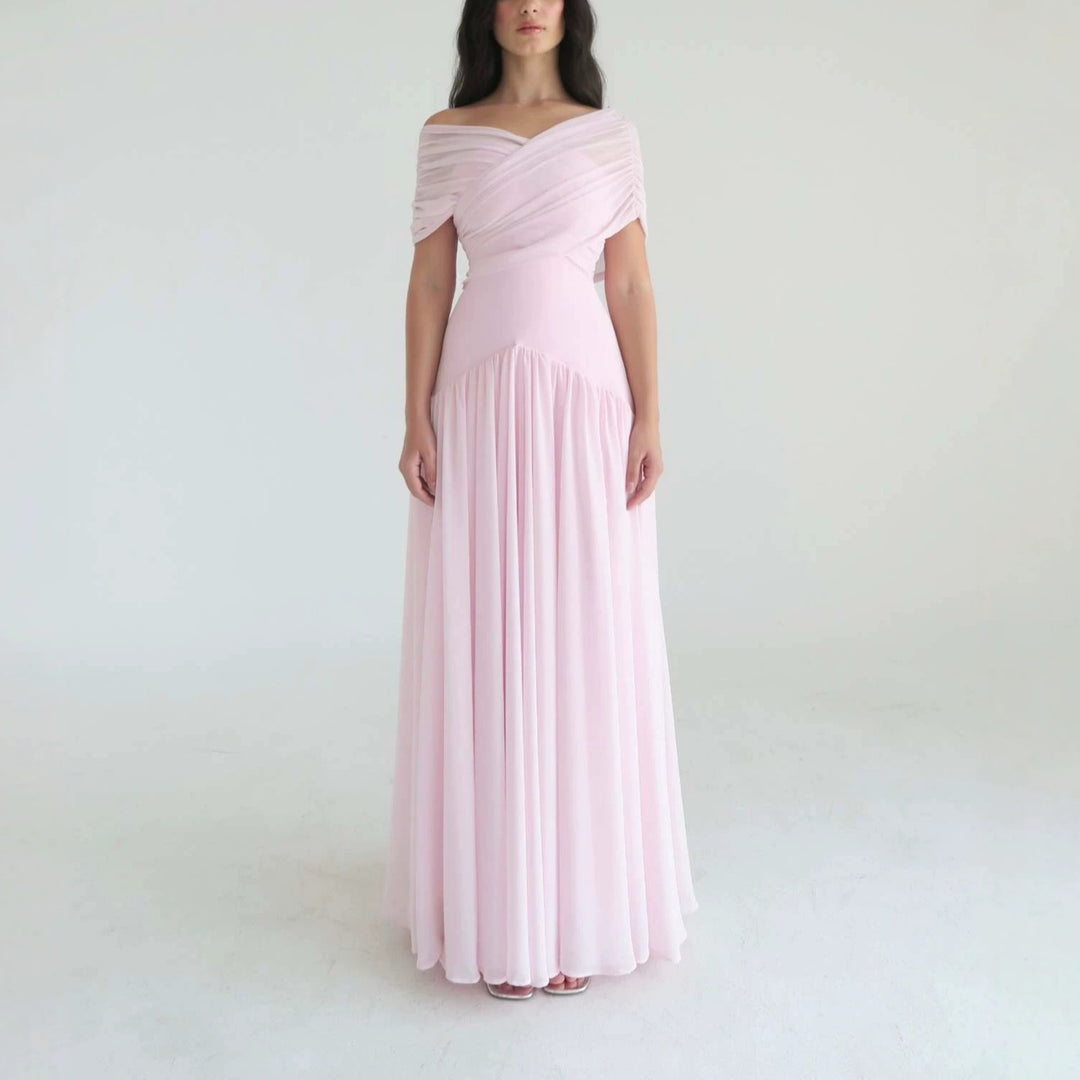 Women Elegant Maxi Dress with Wrap Look and Transparent Sleeves StylebySassy