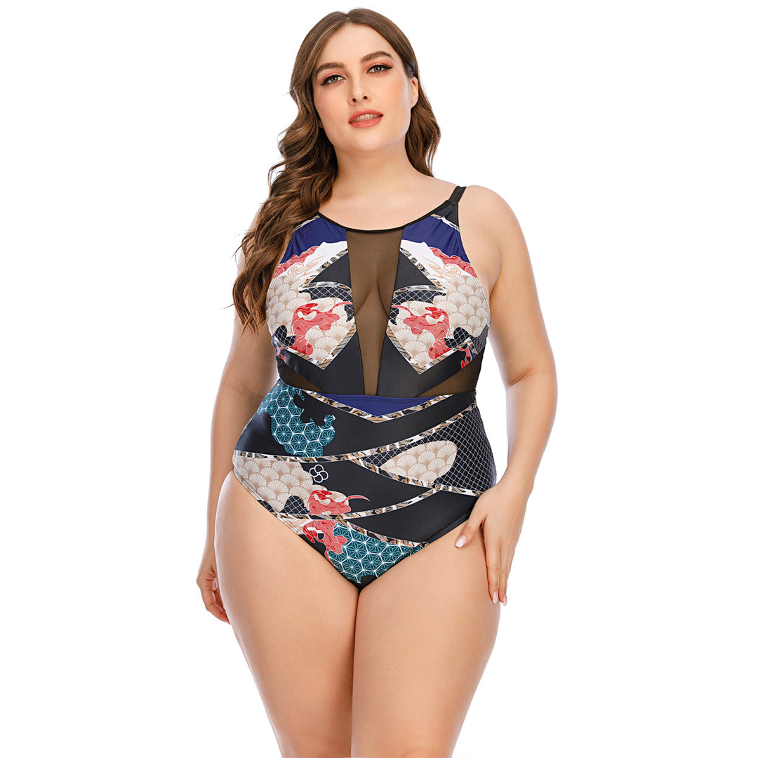 Women's sporty one-piece with fashionable cut and transparent inserts StylebySassy