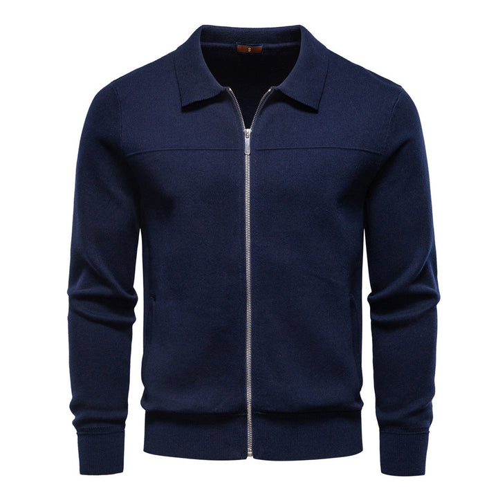 Men's fine knit zip jacket with kent collar and ribbed cuffs StylebySassy