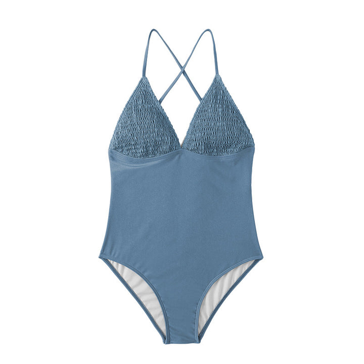 Women's One-Piece Swimsuit with Refined V-Neck and Structured Top StylebySassy