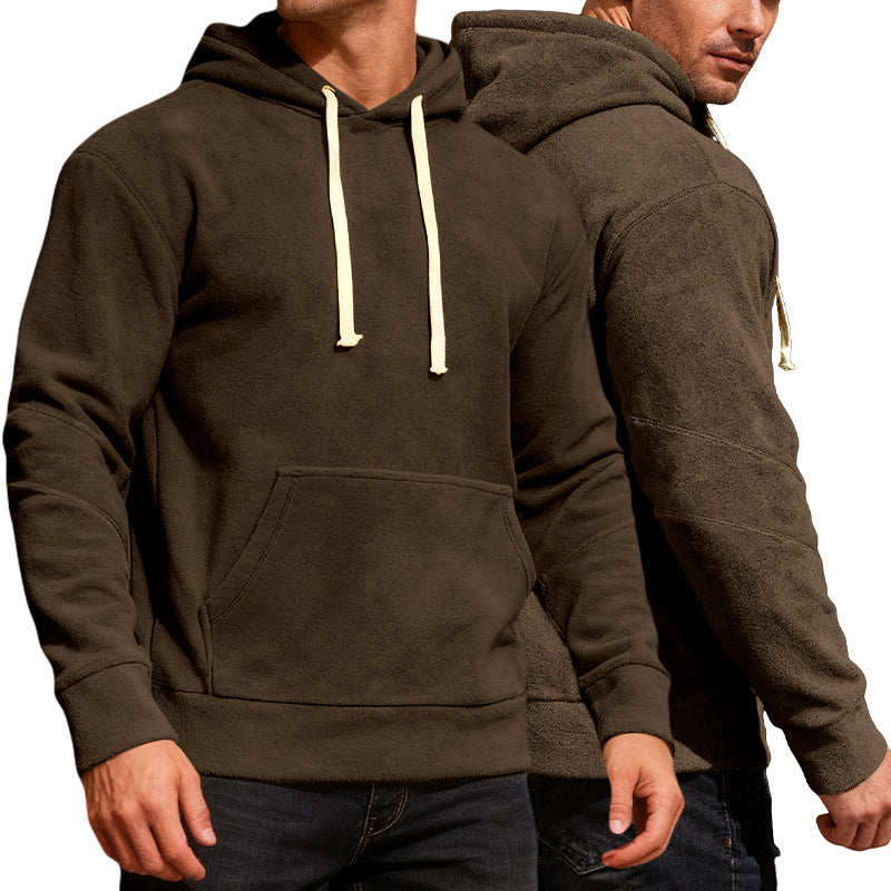 Men's nan velvety hoodie with seam details, kangaroo pocket and contrast cord StylebySassy