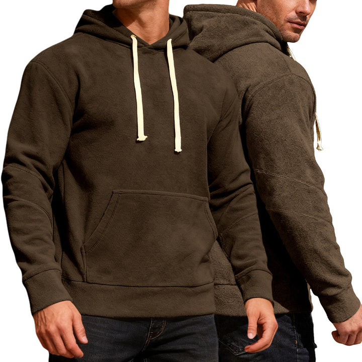 Men's nan velvety hoodie with seam details, kangaroo pocket and contrast cord StylebySassy