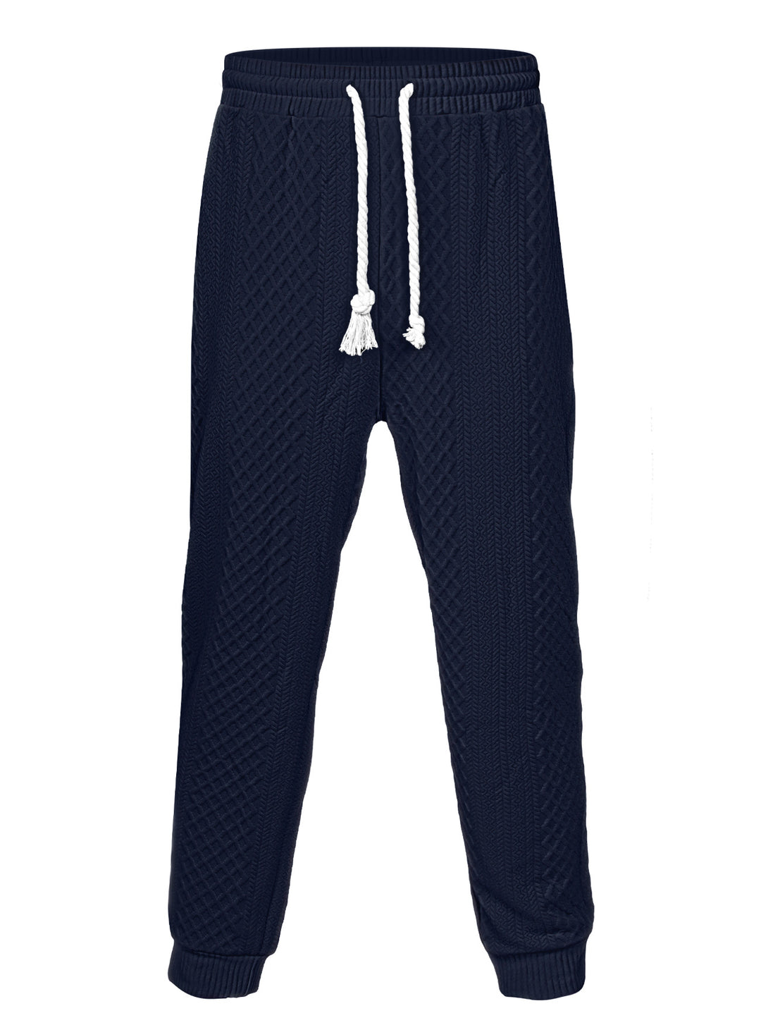 Men's nano thermo braid knit jogging pants with wide ribbed waistband and decorative cord StylebySassy