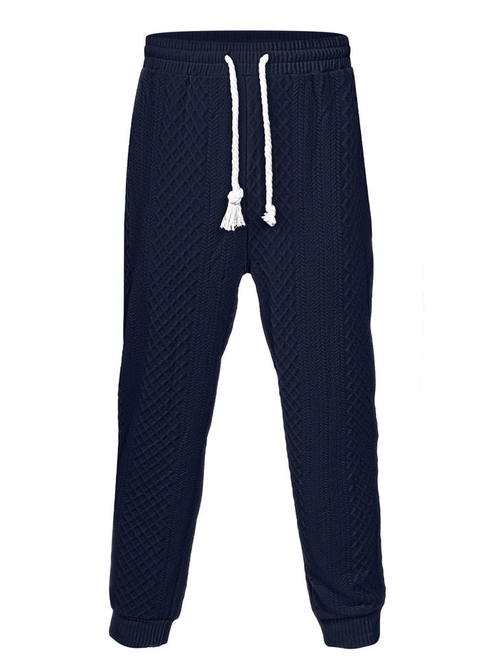 Men's nano thermo braid knit jogging pants with wide ribbed waistband and decorative cord StylebySassy