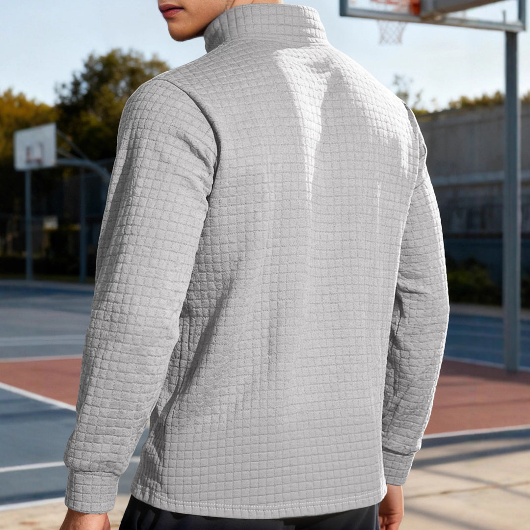 Men's Nano Square Structured Comfort Half Zip Sweater with Stand Collar and Light Padding StylebySassy