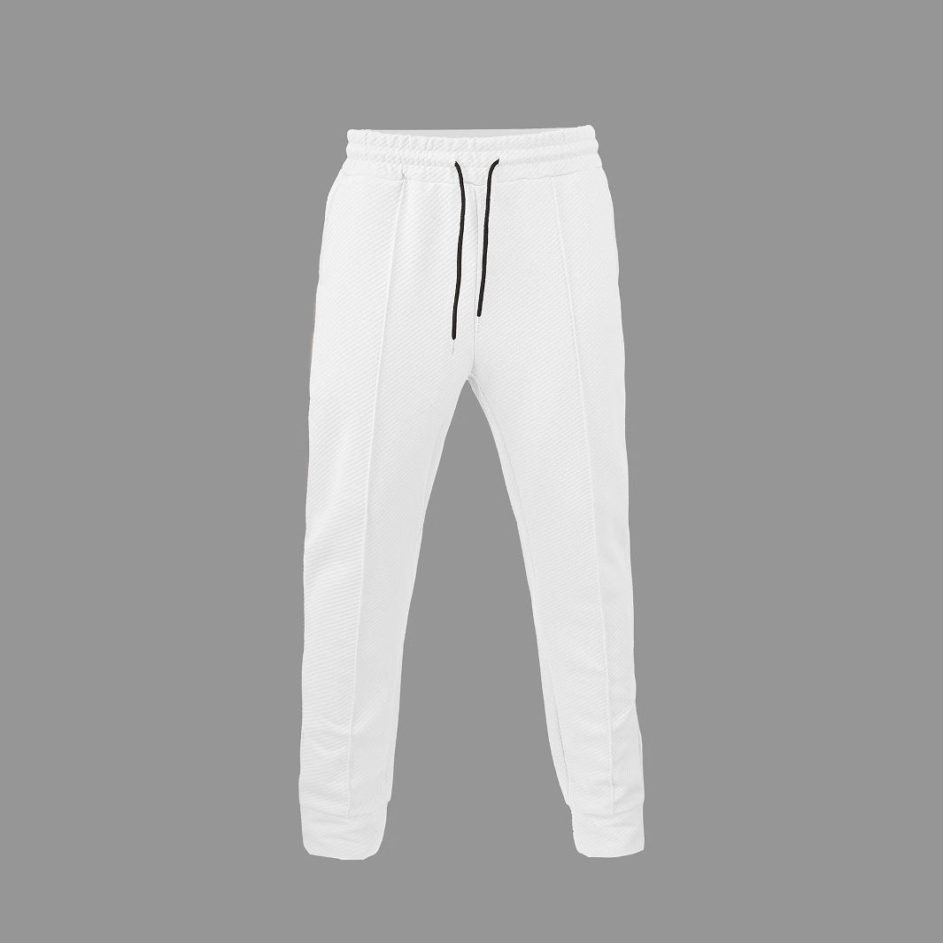 Men's diagonal structured comfort jog pants with pre-shaped inseam and ribbed ankle cuff StylebySassy