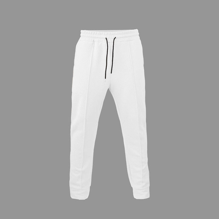 Men's diagonal structured comfort jog pants with pre-shaped inseam and ribbed ankle cuff StylebySassy