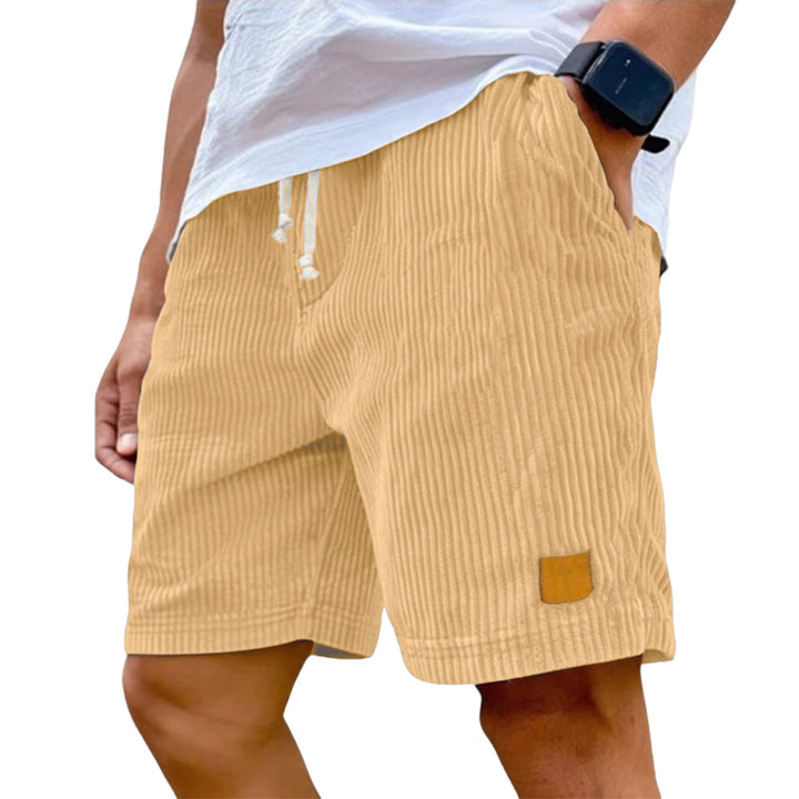 Men's fine corduroy shorts with elastic drawstring waistband, drawstring and deep side pockets StylebySassy