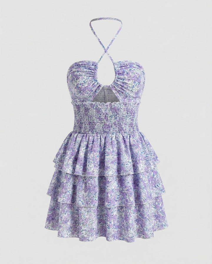 Ladies summer dress strapless with ruffle skirt