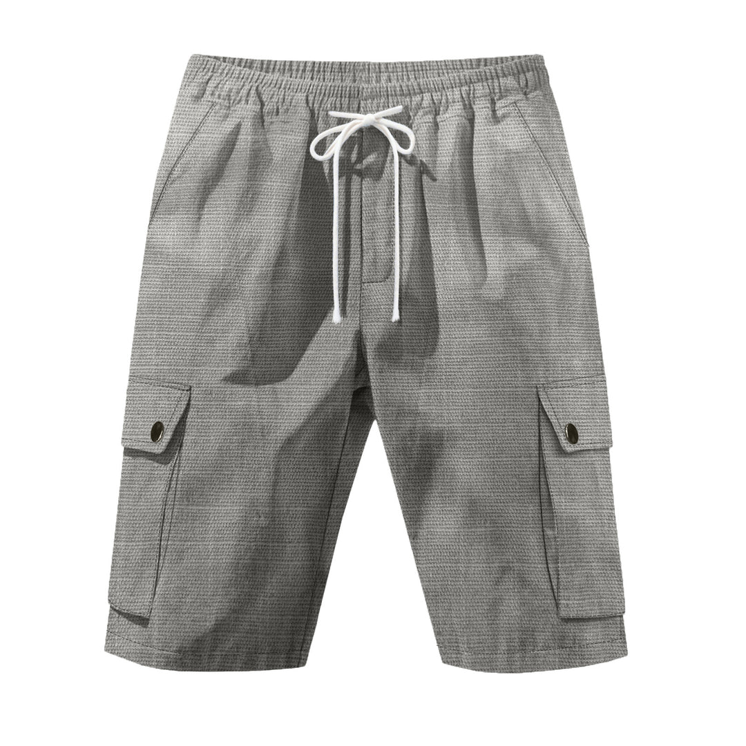 Men's casual cargo Bermuda shorts with elastic waistband and drawstring StylebySassy