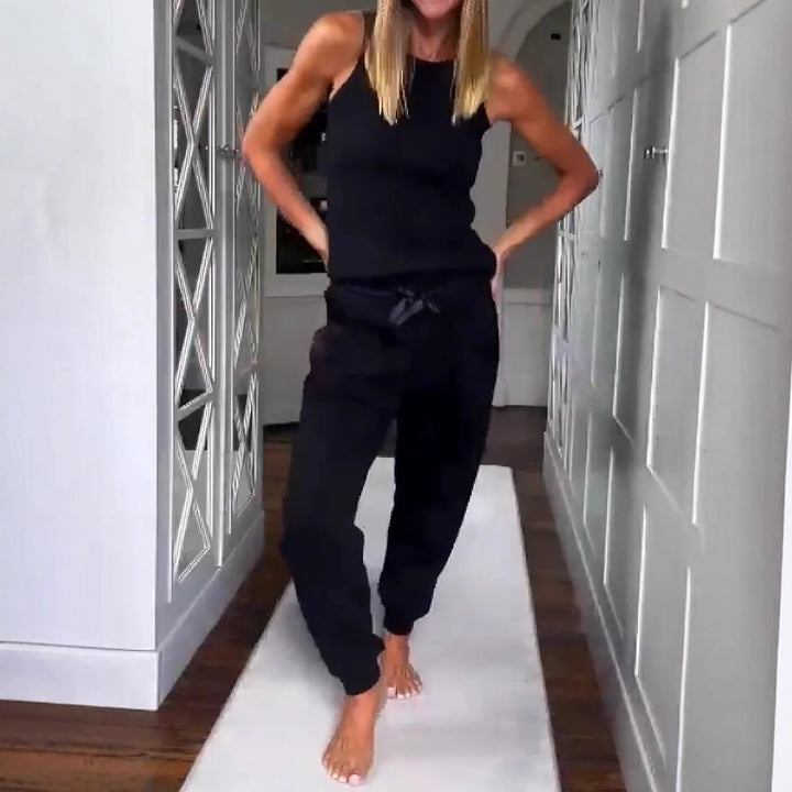 Women's urban jersey two-piece set with dropped shoulder and high-cut cord jog pant StylebySassy