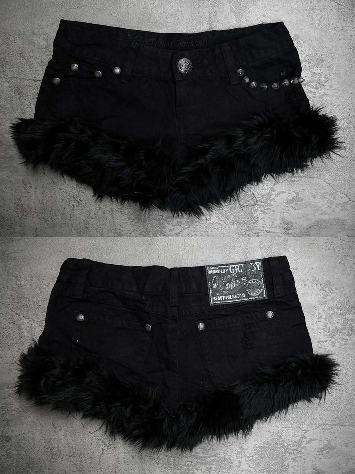 Women Short Jeans with Fluffy Hem StylebySassy