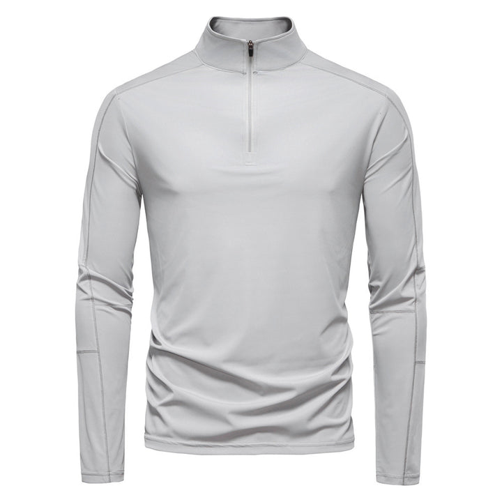 Men's functional long sleeve shirt with stand-up collar and half zipper StylebySassy