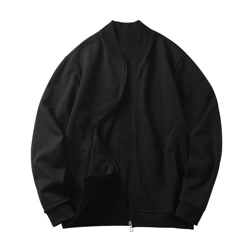 Men's lightweight cotton blouson with contrasting collar, visible metal zipper, and side pockets StylebySassy