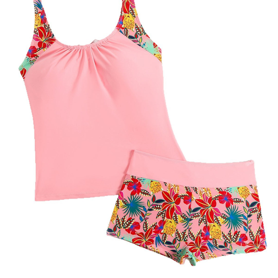 Women's Active Swimsuit with Floral Design and Racerback Straps