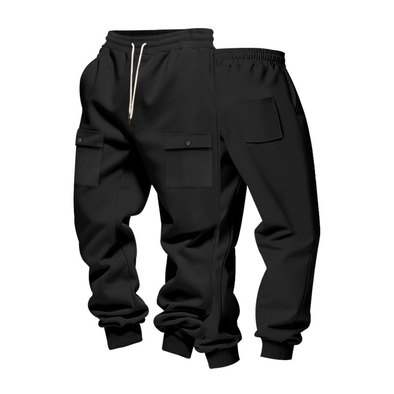 Men's cargo joggers with flap pockets, drawstring waistband, and ribbed ankle cuffs StylebySassy