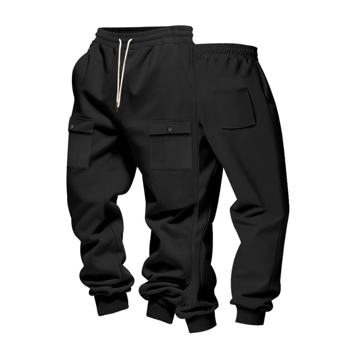 Men's cargo joggers with flap pockets, drawstring waistband, and ribbed ankle cuffs StylebySassy