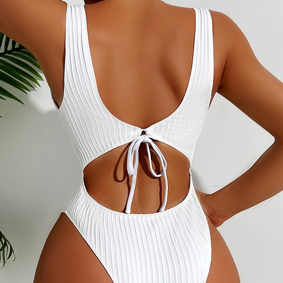Women's One-Piece Swimsuit with Shaping Ribbed Design StylebySassy