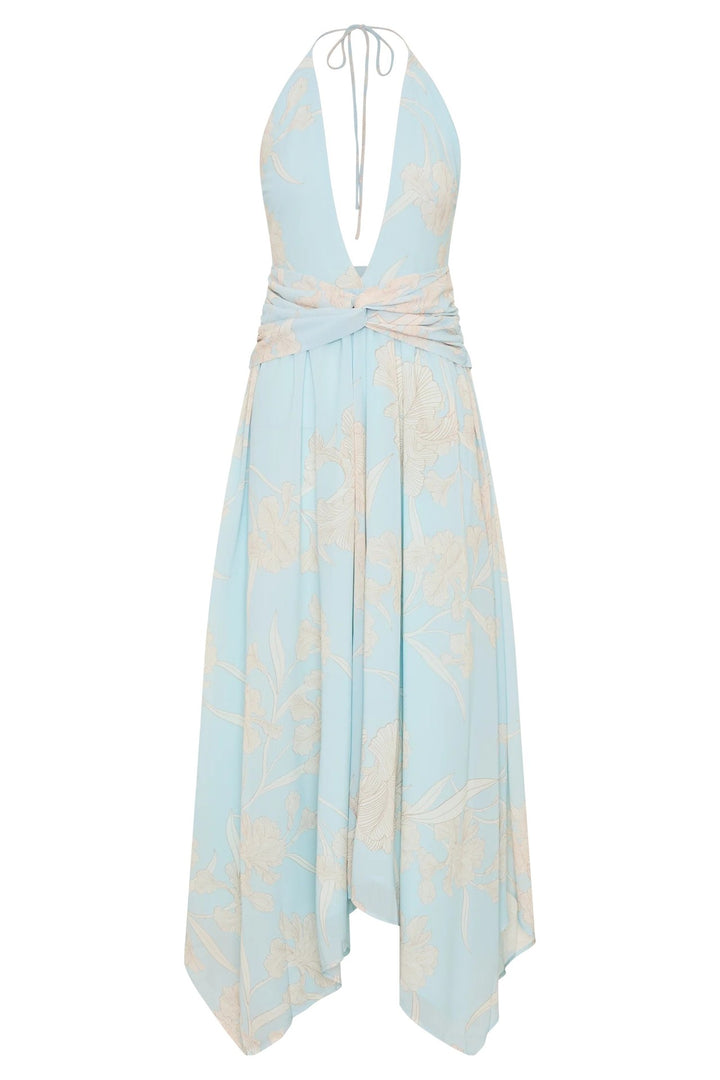 Women's Elegant Wrap Dress with Deep V-Neck and Floral Design StylebySassy