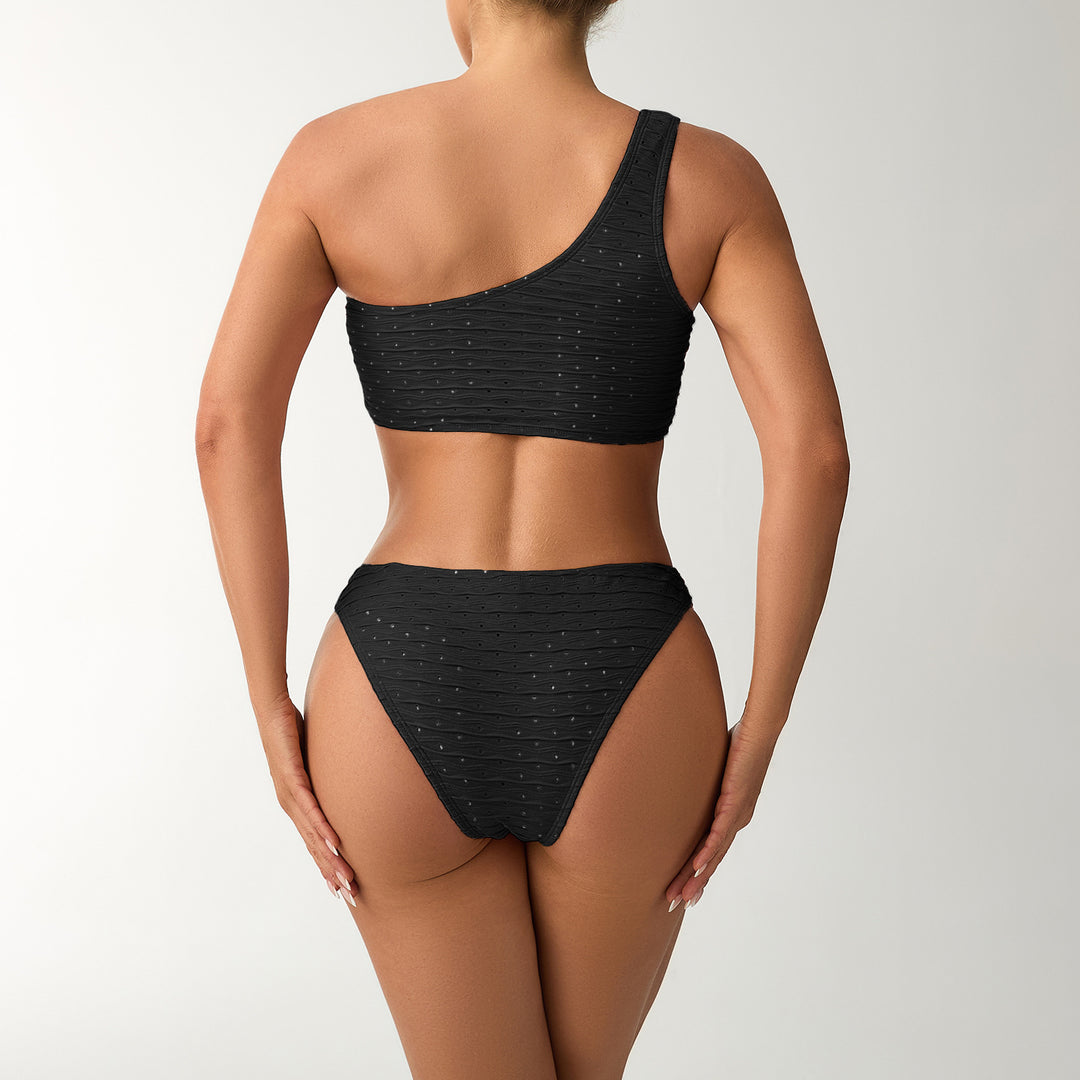 Women's One-Sided Bandeau Bikini with Textured Surface StylebySassy