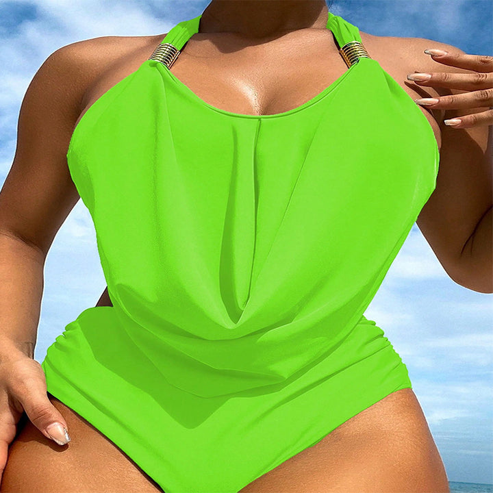 Women’s one-piece swimsuit with elegant draping design and high-quality accents StylebySassy