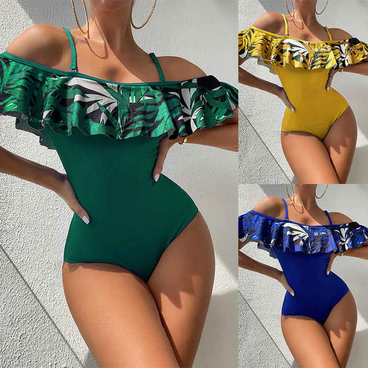Women's One-Piece Swimsuit with Stylish Ruffles