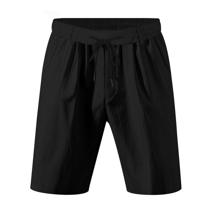 Men's knee-length lightweight functional shorts with elastic waistband, drawstring, and deep side pockets StylebySassy