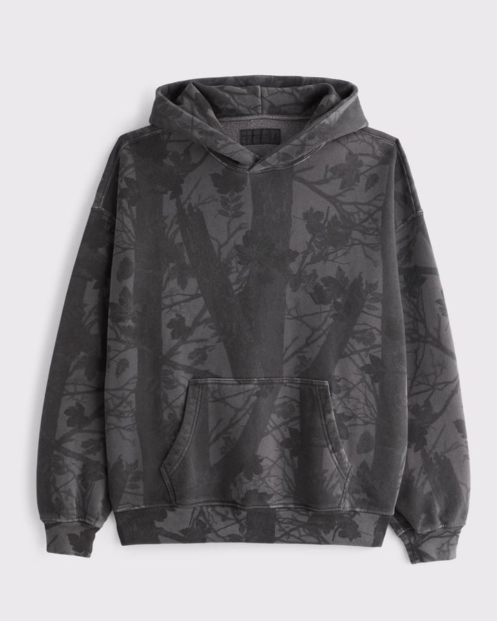 Unisex loose-fit hoodie sweatshirt with subtle leaf texture, double hood without drawstring and kangaroo pocket StylebySassy