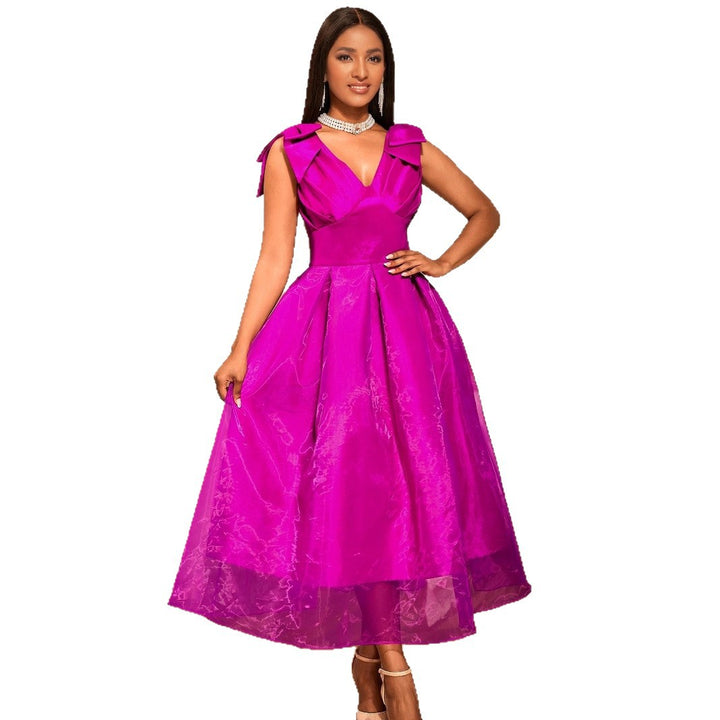 Women Elegant Evening Dress with Voluminous Bow Sleeves StylebySassy