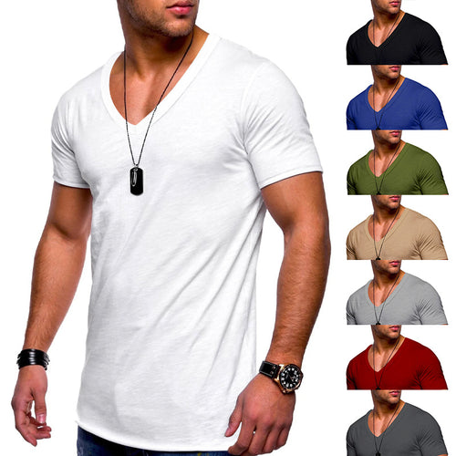 Men's V-neck T-shirt made of fine jersey with slim silhouette and flat seams StylebySassy